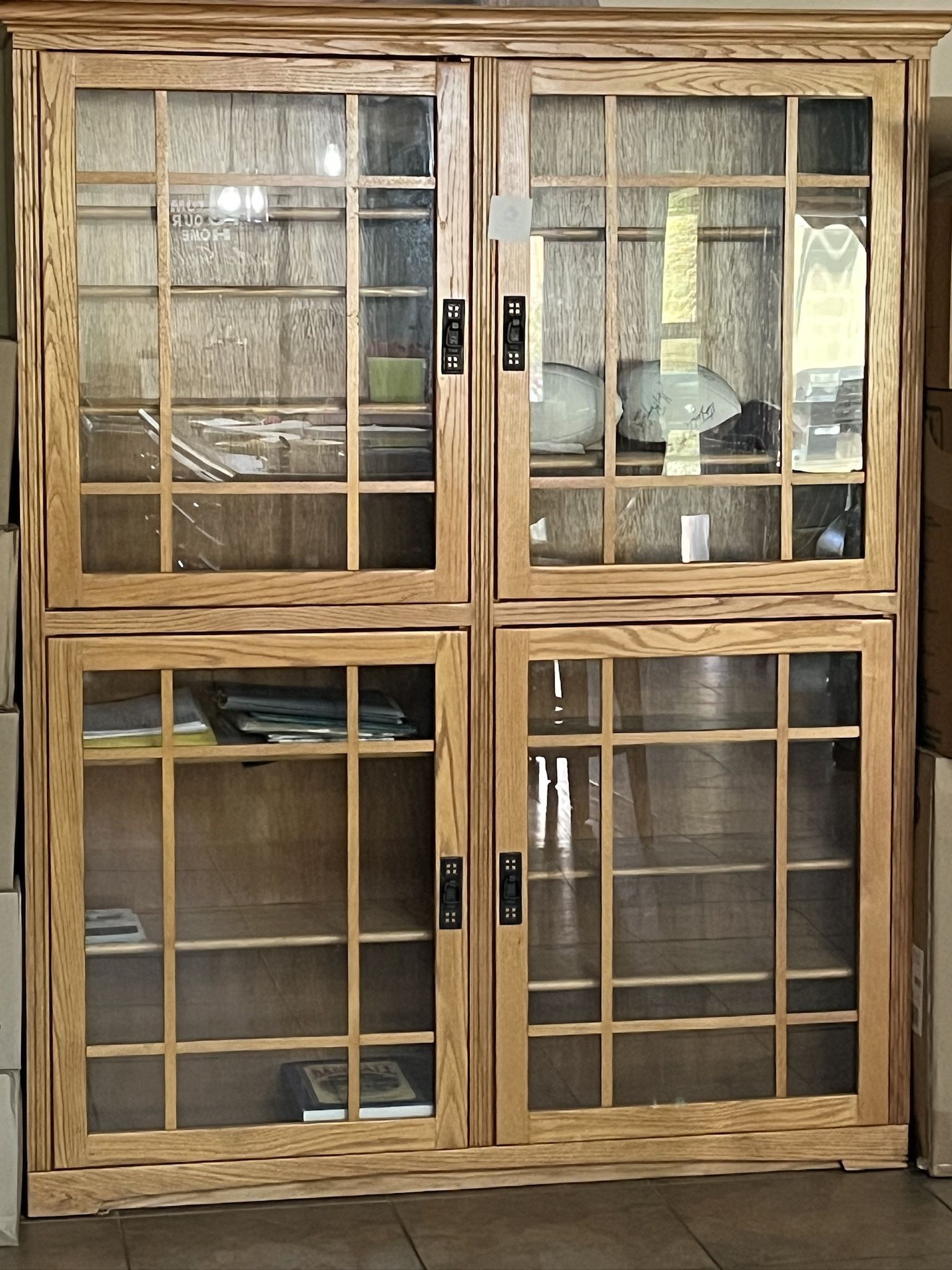 Glass Display Dining/Display Cabinet – Solid Oak – Color - Natural Wood