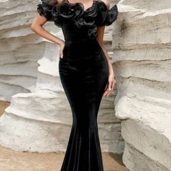 Long Dress Velvet Fabric Size L