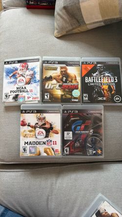 PS3 5-Game Lot – NCAA Football 11, UFC 2010, Battlefield 3, Madden 11 & Gran Turismo 5