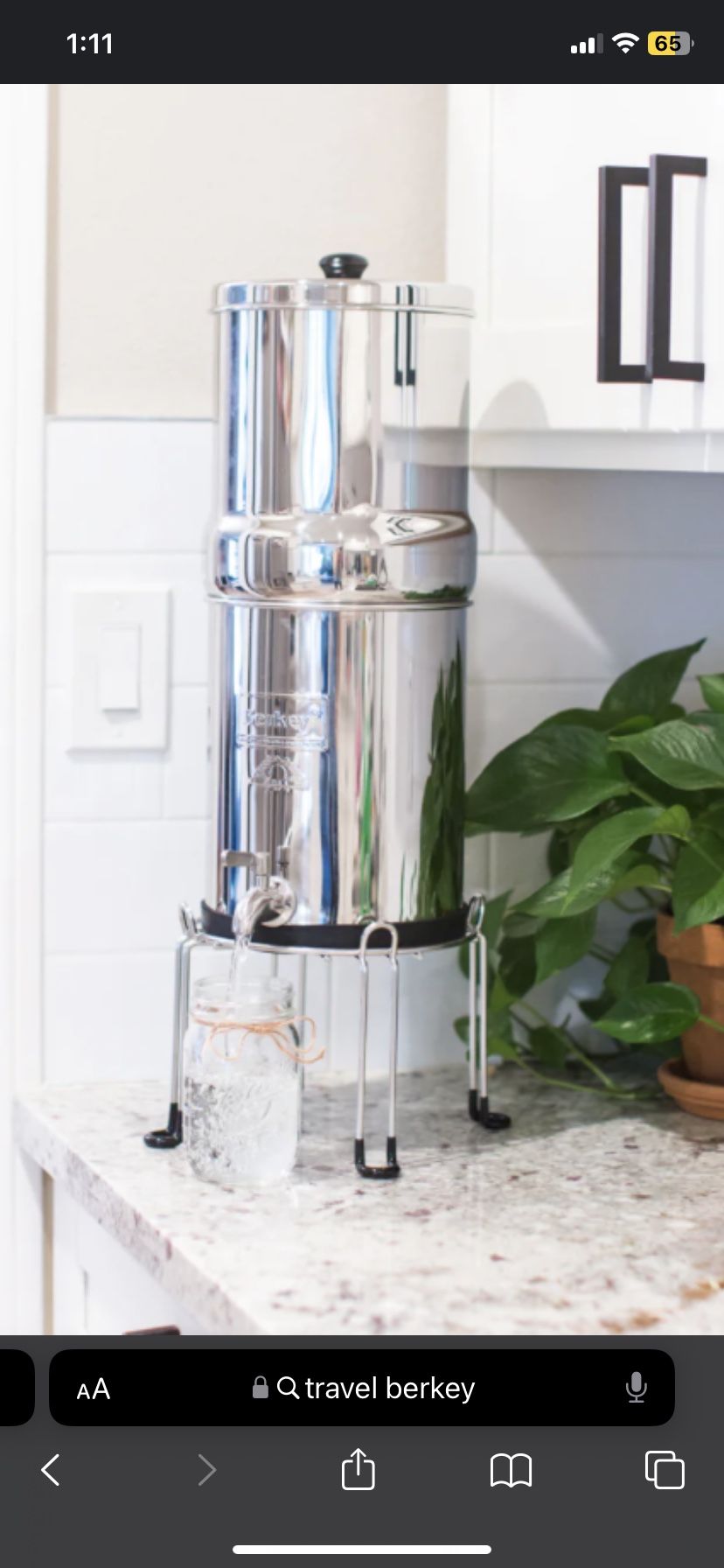 Travel berkey water filter system 1.5 gallon