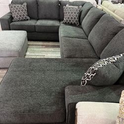 Slate Grey Sectional couch with Chaise ~ Fast Delivery ~ Website