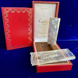 Vintage Brushed Silver Cartier Lighter 99.9% New Condition Works 1 Year Warranty 