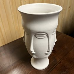 White Ceramic Multi Face Vase