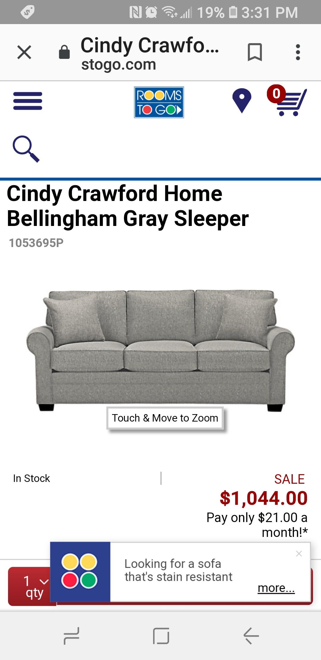 Cindy Crawford Bellingham Sleeper Sofa | Cabinets Matttroy