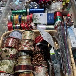 Holiday wreath, making and ribbon making tool