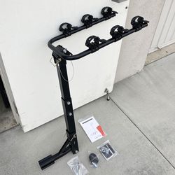(NEW) $65 Tilt Folding 3-Bike Mount Rack Bicycle Carrier 2” Hitch 110lbs Max w/ No-Wooble U Bolt & Straps 