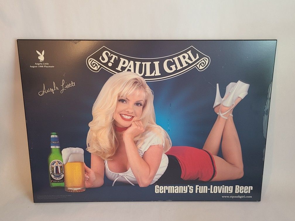 St. Pauli Girl Angela Little Playboy Playmate 1998 Beer Sign