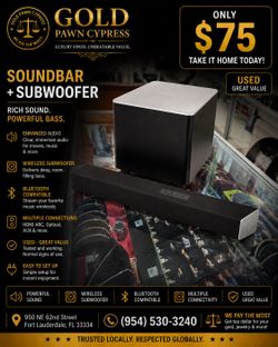 Vizio SB3821-C6 Model Black Sound Bar, Remote, Subwoofer, High Definition Wireless