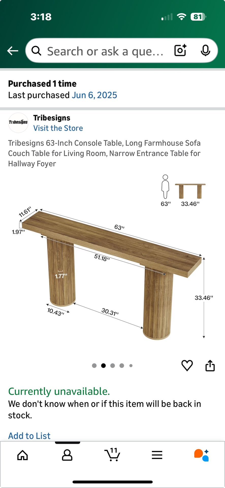 Table - Entrance Or Sofa Table