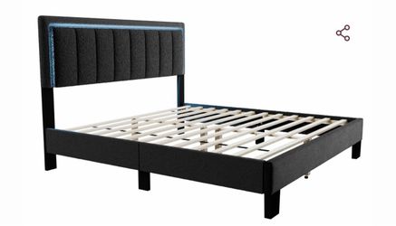 Queen Bed Frame with LED Headboard