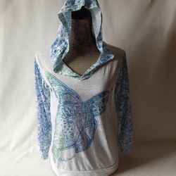 Kai Wahine Designs women's blue/white long-sleeve hoodie top size S