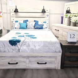 
◇ASK DISCOUNT COUPOn☆ queen King full twin bed dresser mirror nightstand bunk mattress box/3pcs《 
Cambeck / Whitewash Storage Bedroom Set 