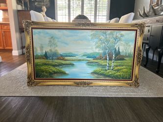 Large Vintage Landscape Painting