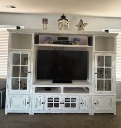Custom finished rustic farmhouse entertainment center