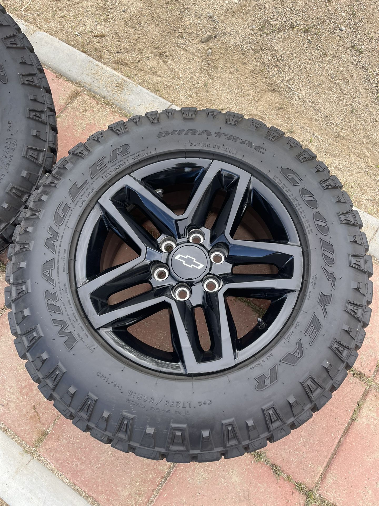 2021 Chevy Trailboss 18 Inch Gloss Black ChevyRims With 33 Inch Goodyear  Wrangler Duratrac Tires for Sale in Victorville, CA - OfferUp