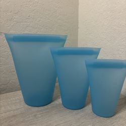 Reusable Silicone, Three-Piece Zip Top Containers 3set