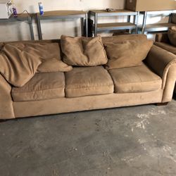 5 Seated Sofa Couch (2) Piece Set - Suede Or Crushed Velvet. Used Good Condition