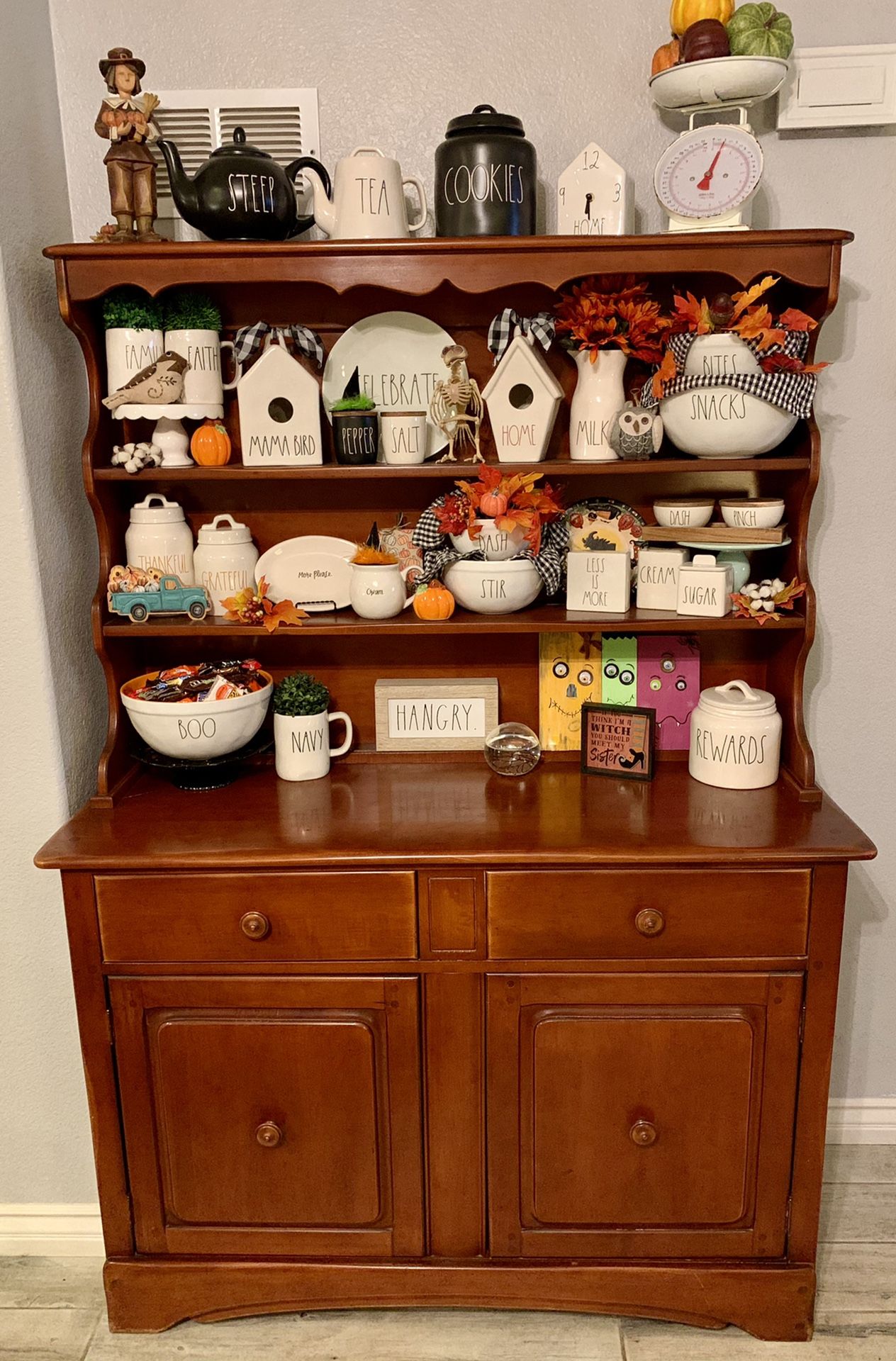 Beautiful Vintage Solid Cherry Wood Hutch