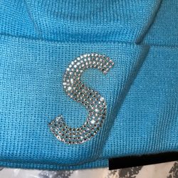 Supreme New Era Swarovski S Logo Beanie Teal Hat for Sale in