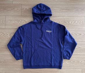 •BALENCIEGA New Logo Print Hoodie Medium Size Blue