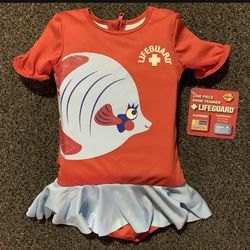 New Lifeguard Toddler Girl Small/Medium (20-33 Lbs) 12/18 Month One Piece Swim Trainer Swimsuit 
