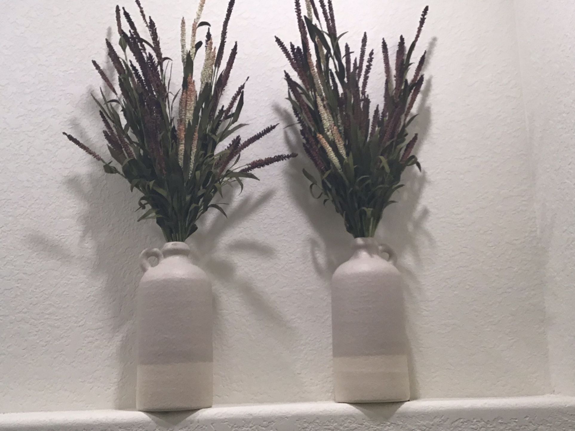 Textured Ceramic Vases With artificial Flowers