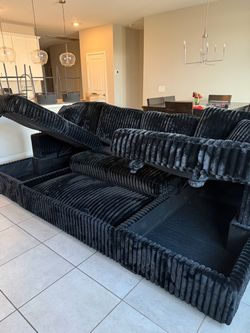 Bigger Jumbo Corduroy Convertible Sectional Pull Out Bed