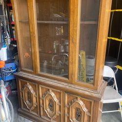 Vintage Solid Wood China Cabinet / Hutch – Glass Display