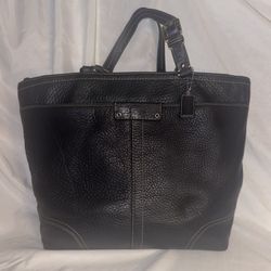 COACH Vintage Coach Hamilton Large Black Pebbled Leather tote Bag Purse.