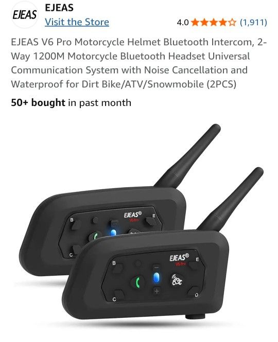 EJEAS V6 Pro Motorcycle Helmet Bluetooth Intercom