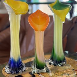 Murano Glass Calla Lillie Vases