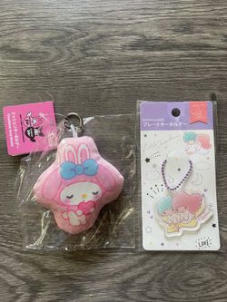 New Sanrio My Melody Cushion Keychain & Little Twin Stars Keyholder Set