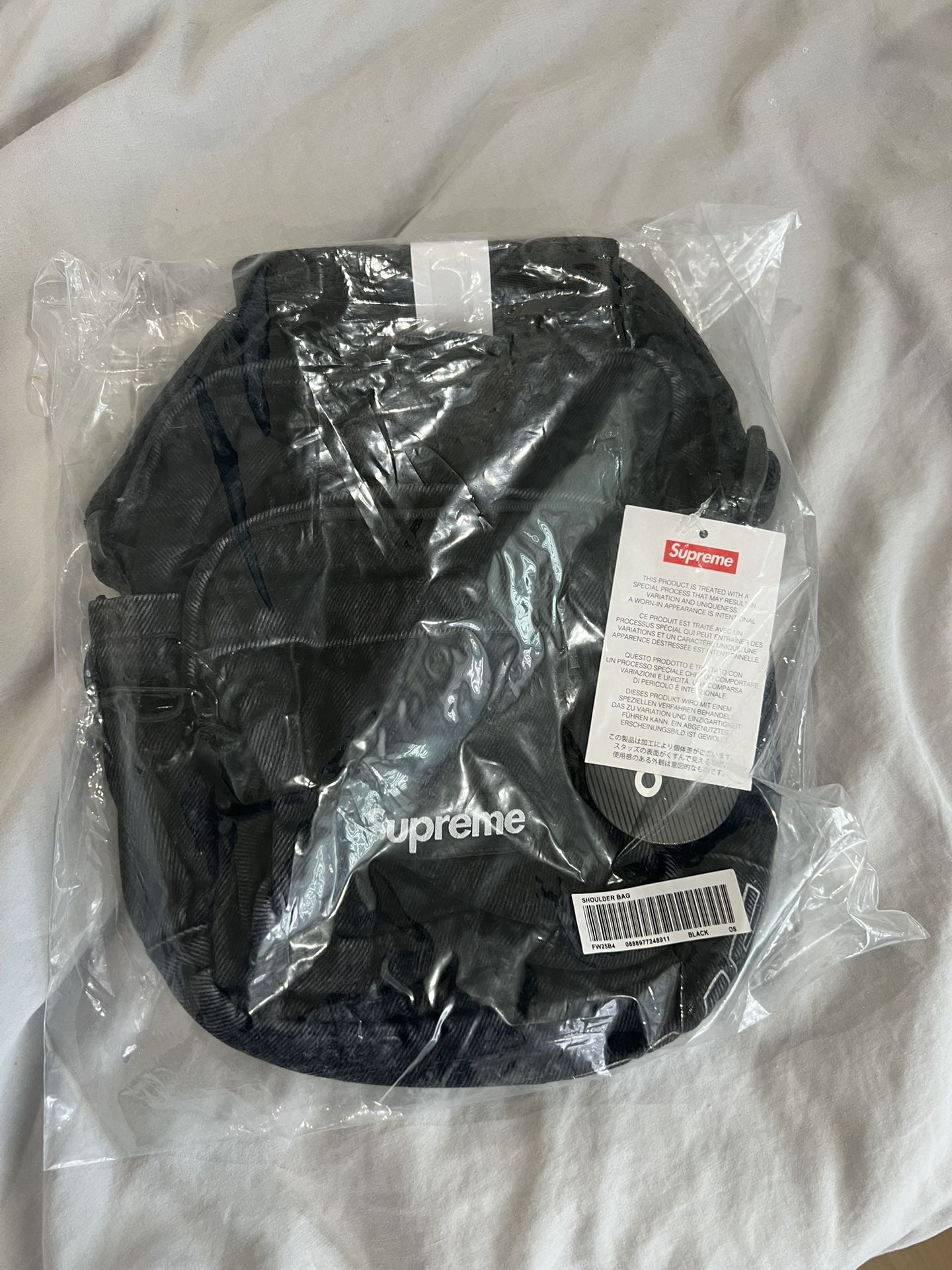Supreme Black Denim Shoulder Bag