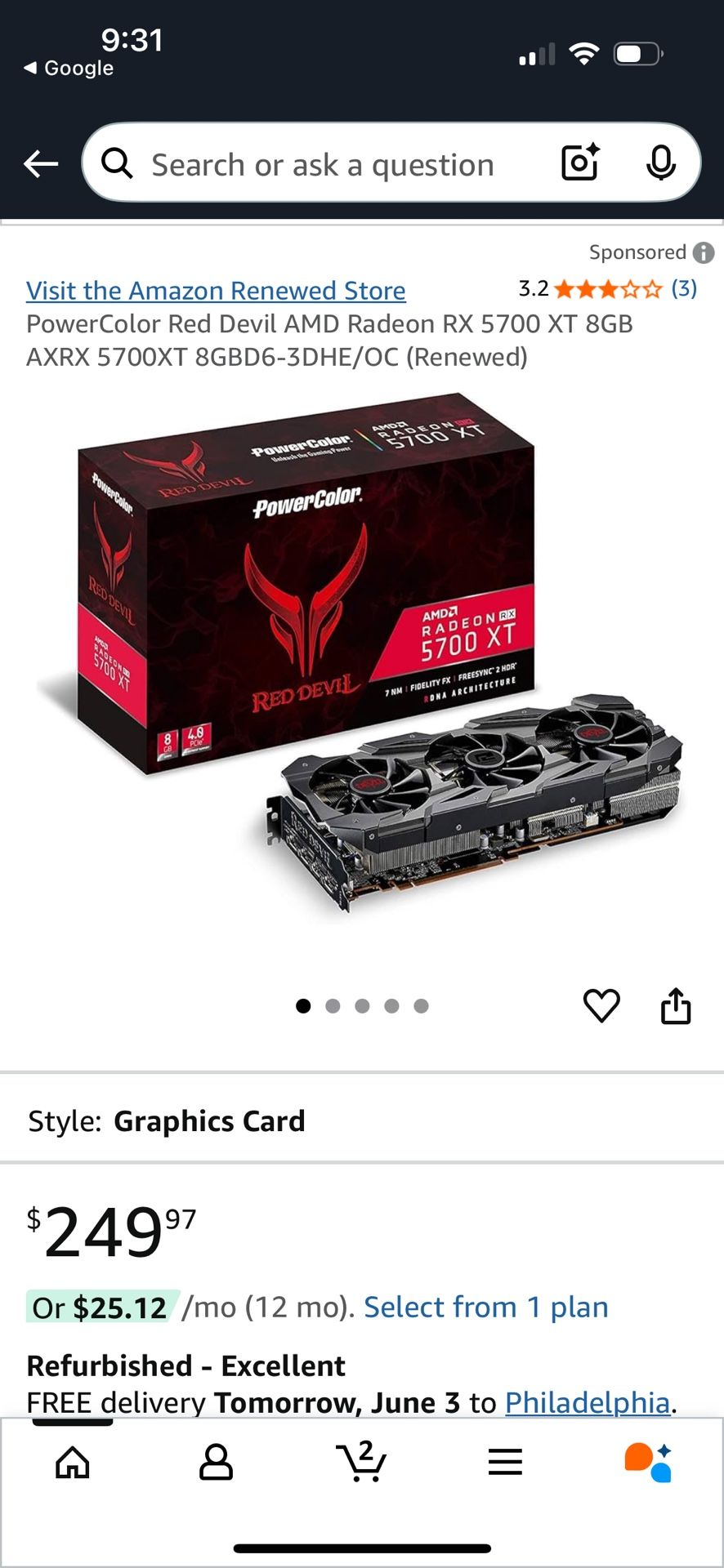 AMD Radeon RX5700xt