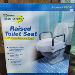 Raised Toilet Seat With Rails - New