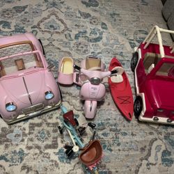 Our Generation Car, Jeep,Scooter,Bike and Canoe for American Girl Dolls