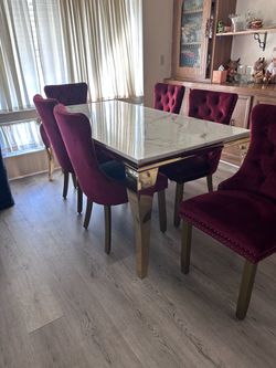 dining room Fake Marble + 6 chairs