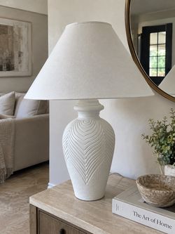 31” White Textured Table Lamp w/ Shade