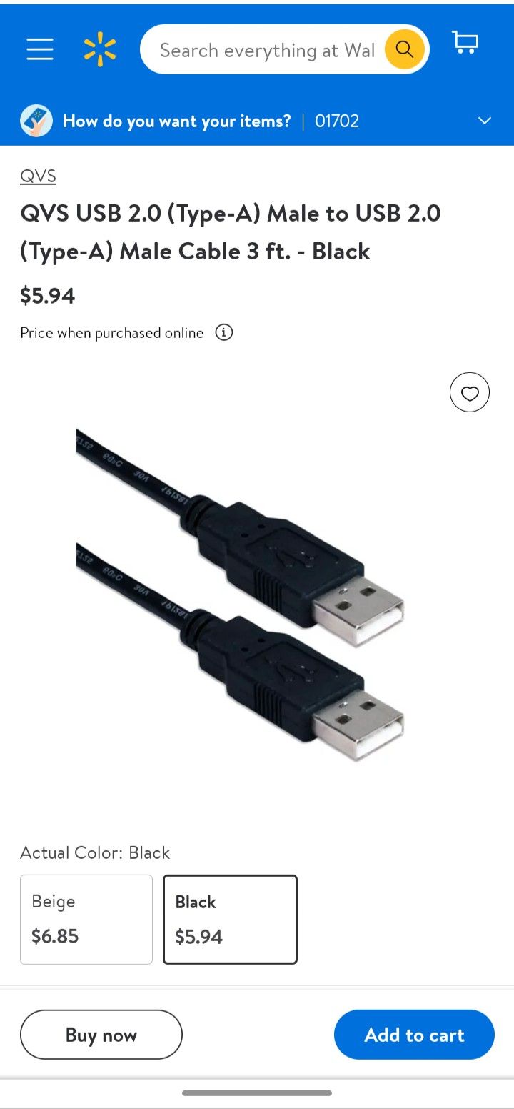 QVS

QVS USB 2.0 (Type-A) Male to USB 2.0 (Type-A) Male Cable 3 ft. - Black

