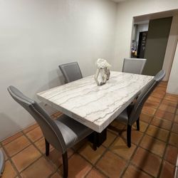 Marble Dining Room Table Set with 4 chairs