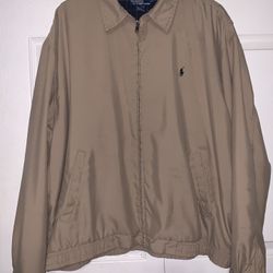 Polo Ralph Lauren Men's XL Classic Bomber Jacket Lined Full-Zip Light Brown