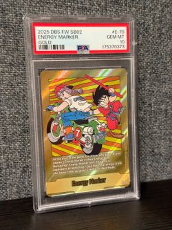 PSA 10 GOLD Energy Marker E-70 Bulma Goku Dragon Ball Fusion World SB02