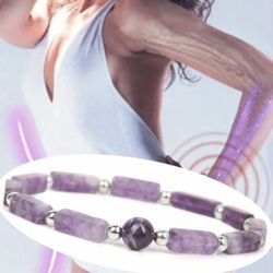 Rectangular Natural Stone Woven Bracelet 8mm Amethyst Bracelet Handmade