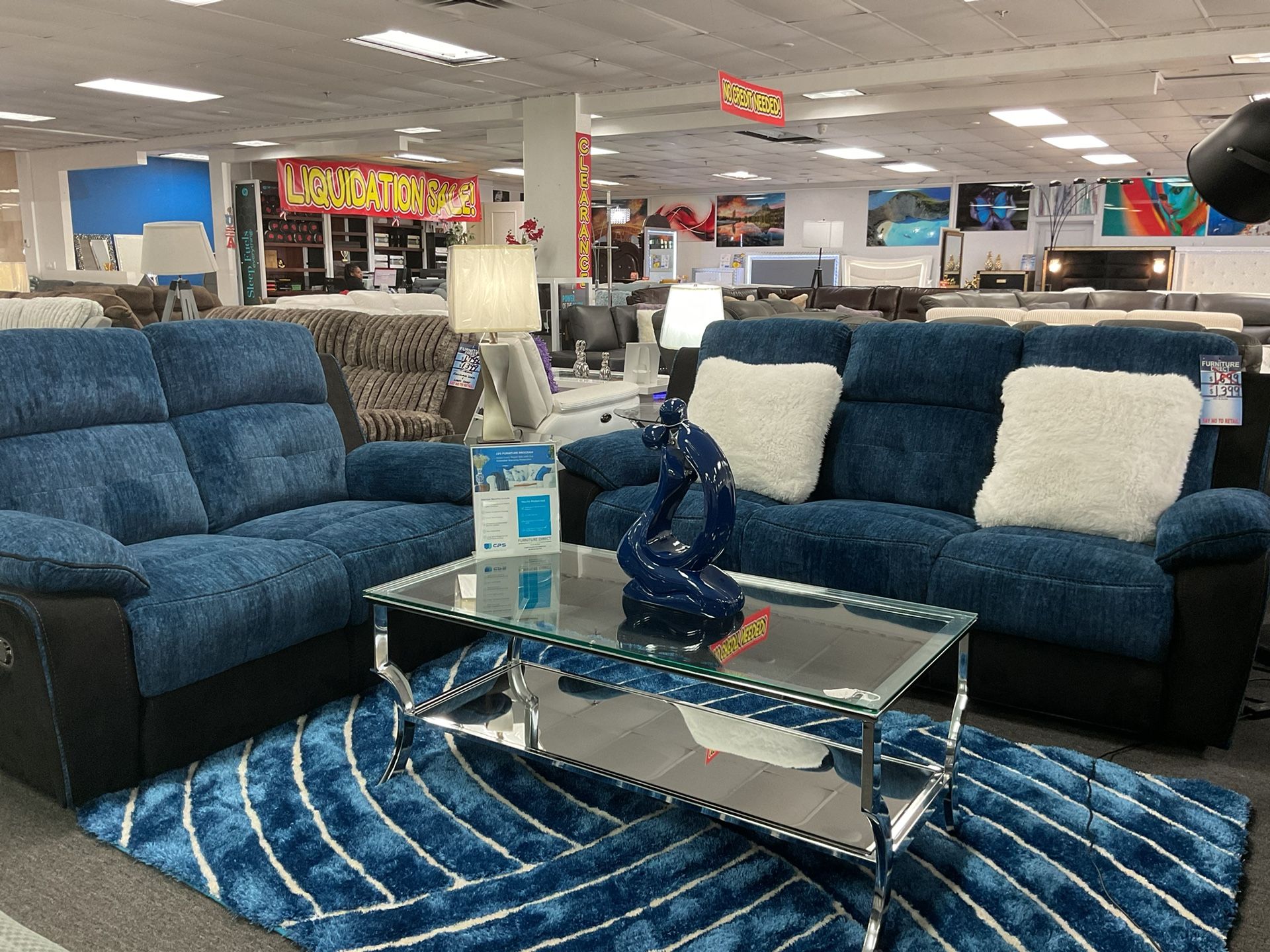 Blue Sofa & Loveseat Set For Sale 40% Off (we Deliver )