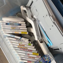 Box Of Wii Games And Accessories 