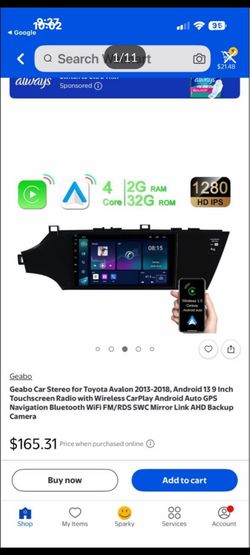 Geabo Car Stereo for Toyota Avalon 2013-2018, Android 13 9 Inch Touchscreen Radio with Wireless CarPlay Android Auto GPS Navigation Bluetooth WiFi FM/