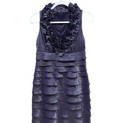 London Style Nights Evening Dress Size 6P Shimmer Purple Ruffle Wedding Event
