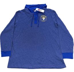 Los Angeles Rams 3 Button Blue Long Sleeve Hoodie Shirt Mens 2XL New