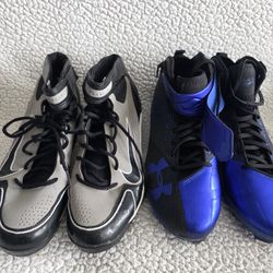 Mens Nike Huarache and Under Armour Harper 1 Baseball metal ceats Size 12. 