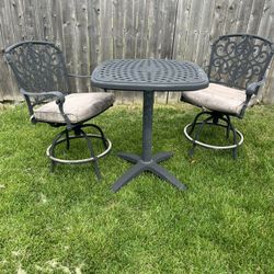 Hampton Bay Wrought Iron Style High Top Table w/ 2 Stools